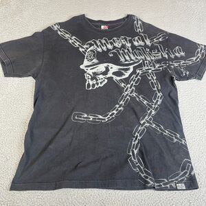 Vintage Metal Mulisha T Shirt Mens XL Black  Logo Skull Chains Double Sided Y2K